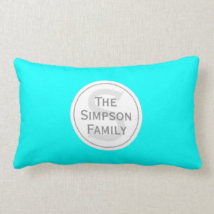 Aangepaste naam Monogrammed.Cyaan Light Blue & Whi Kussen
