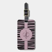 Aangepaste naam Monogrammed Zebra stripes patroon Bagagelabel (Voorkant verticaal)