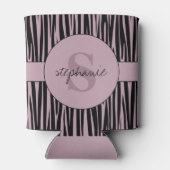 Aangepaste naam Monogrammed Zebra stripes patroon Blikjeskoeler (Achterkant)