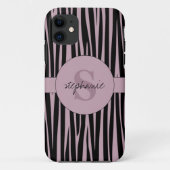 Aangepaste naam Monogrammed Zebra stripes patroon Case-Mate iPhone Case (Achterkant)