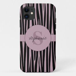 Aangepaste naam Monogrammed Zebra stripes patroon Case-Mate iPhone Case