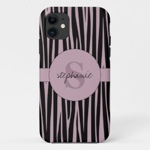 Aangepaste naam Monogrammed Zebra stripes patroon Case-Mate iPhone Case