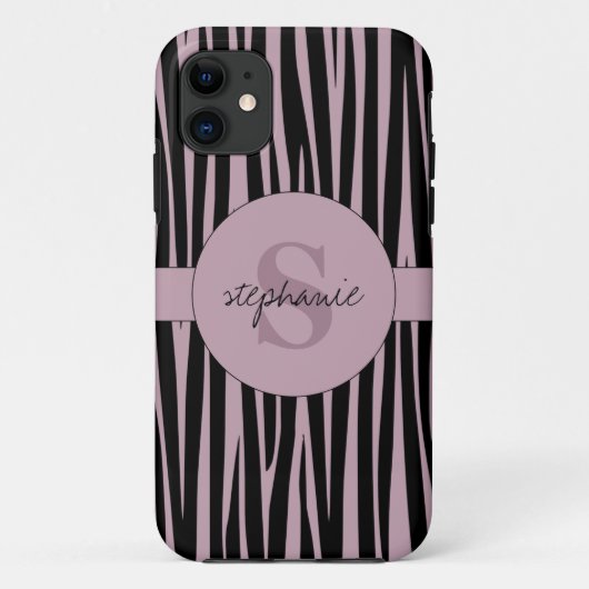 Aangepaste naam Monogrammed Zebra stripes patroon Case-Mate iPhone Case (Achterkant)