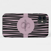 Aangepaste naam Monogrammed Zebra stripes patroon Case-Mate iPhone Case (Achterkant (horizontaal))