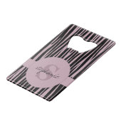 Aangepaste naam Monogrammed Zebra stripes patroon Creditkaart Flessenopener (Achterkant Gekanteld)