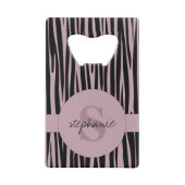 Aangepaste naam Monogrammed Zebra stripes patroon Creditkaart Flessenopener (Achterkant)