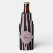 Aangepaste naam Monogrammed Zebra stripes patroon Flesjeskoeler (Fles Voorkant)