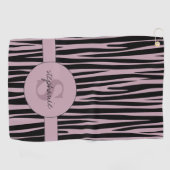 Aangepaste naam Monogrammed Zebra stripes patroon Golfhanddoek (Horizontaal)