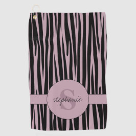 Aangepaste naam Monogrammed Zebra stripes patroon Golfhanddoek