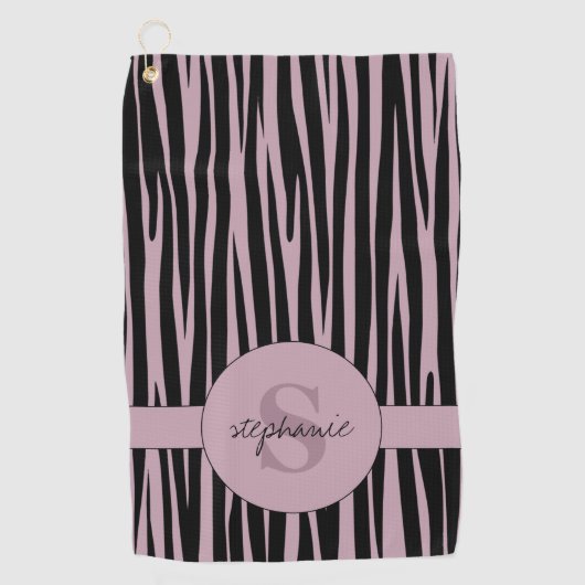Aangepaste naam Monogrammed Zebra stripes patroon Golfhanddoek (Voorkant)