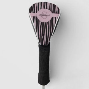Aangepaste naam Monogrammed Zebra stripes patroon Golfheadcover