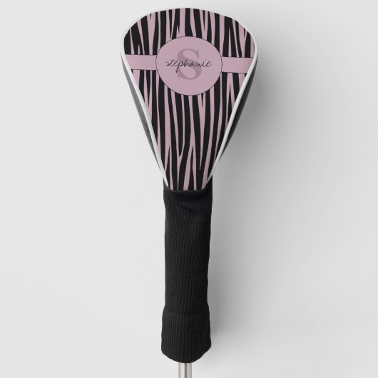 Aangepaste naam Monogrammed Zebra stripes patroon Golfheadcover (Voorkant)