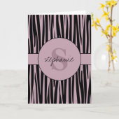 Aangepaste naam Monogrammed Zebra stripes patroon Kaart (Gele Bloem)