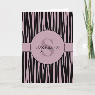 Aangepaste naam Monogrammed Zebra stripes patroon Kaart