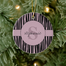 Aangepaste naam Monogrammed Zebra stripes patroon Keramisch Ornament