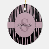 Aangepaste naam Monogrammed Zebra stripes patroon Keramisch Ornament (Links)
