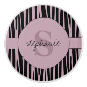 Aangepaste naam Monogrammed Zebra stripes patroon Keramische Knop (Voorkant)