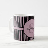 Aangepaste naam Monogrammed Zebra stripes patroon Koffiemok (Voorkant links)