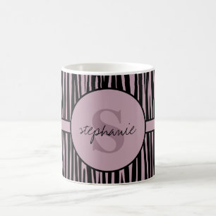 Aangepaste naam Monogrammed Zebra stripes patroon Koffiemok