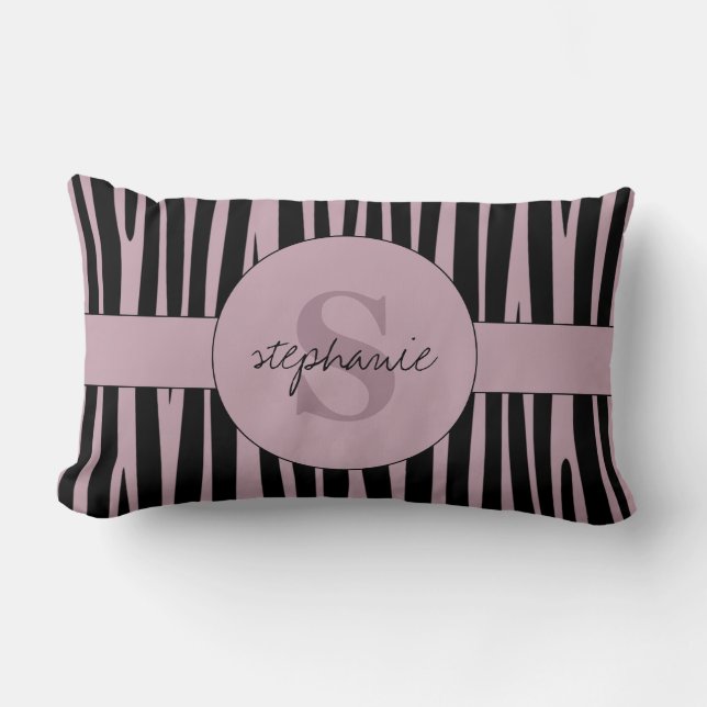 Aangepaste naam Monogrammed Zebra stripes patroon Kussen (Voorkant)