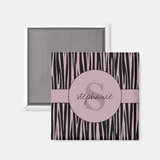 Aangepaste naam Monogrammed Zebra stripes patroon Magneet (Voorkant / Achterkant)