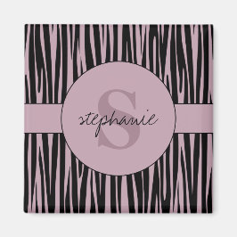Aangepaste naam Monogrammed Zebra stripes patroon Magneet
