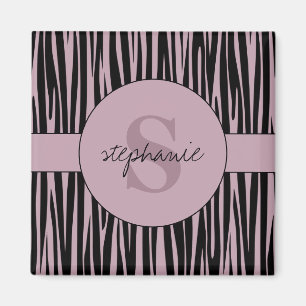 Aangepaste naam Monogrammed Zebra stripes patroon Magneet
