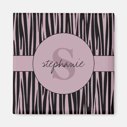 Aangepaste naam Monogrammed Zebra stripes patroon Magneet (Voorkant)