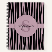 Aangepaste naam Monogrammed Zebra stripes patroon Notitieboek (Voorkant)