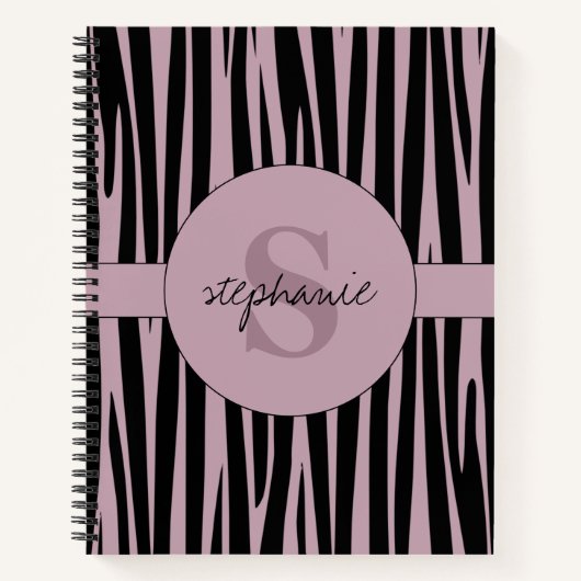 Aangepaste naam Monogrammed Zebra stripes patroon Notitieboek (Voorkant)
