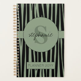 Aangepaste naam Monogrammed Zebra stripes patroon Planner