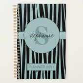 Aangepaste naam Monogrammed Zebra stripes patroon Planner (Voorkant)