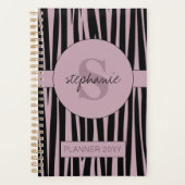 Aangepaste naam Monogrammed Zebra stripes patroon Planner (Voorkant)