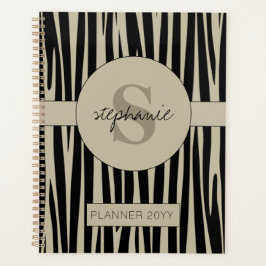 Aangepaste naam Monogrammed Zebra stripes patroon Planner