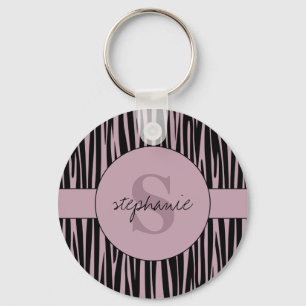 Aangepaste naam Monogrammed Zebra stripes patroon  Sleutelhanger