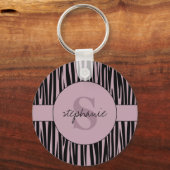 Aangepaste naam Monogrammed Zebra stripes patroon Sleutelhanger (Voorkant)