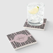 Aangepaste naam Monogrammed Zebra stripes patroon Stenen Onderzetter (Zijkant)