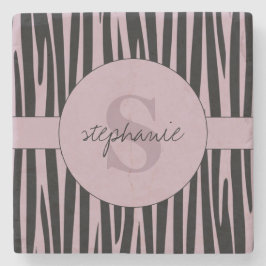Aangepaste naam Monogrammed Zebra stripes patroon Stenen Onderzetter