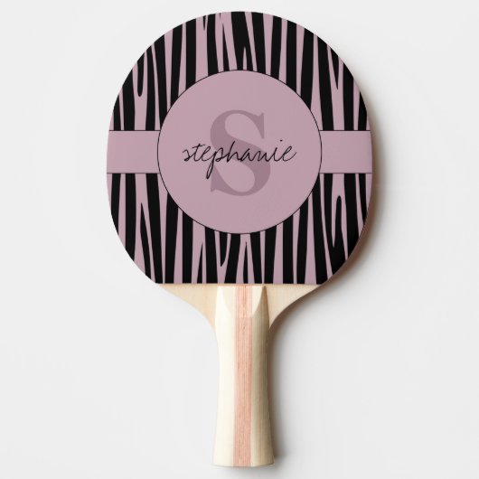 Aangepaste naam Monogrammed Zebra stripes patroon Tafeltennisbatje (Voorkant)