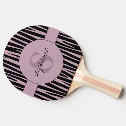 Aangepaste naam Monogrammed Zebra stripes patroon Tafeltennisbatje (Zijkant)