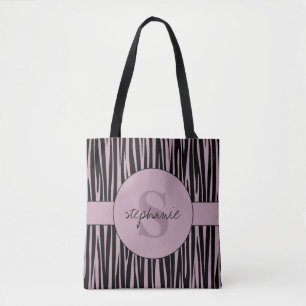 Aangepaste naam Monogrammed Zebra stripes patroon Tote Bag