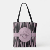 Aangepaste naam Monogrammed Zebra stripes patroon Tote Bag (Achterkant)