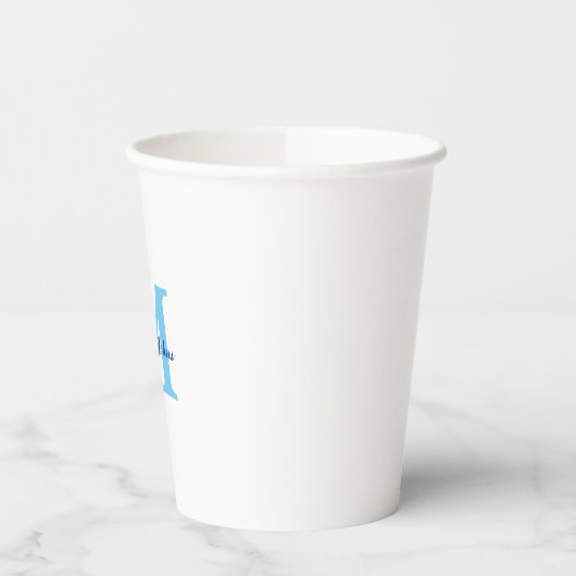 Aangepaste naam Monogrammen Blauwe Baby showers Bi Papieren Bekers (Links)