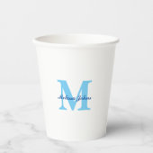 Aangepaste naam Monogrammen Blauwe Baby showers Bi Papieren Bekers (Voorkant)