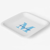 Aangepaste naam Monogrammen Blauwe Baby showers Bi Papieren Bordje (Gebogen)