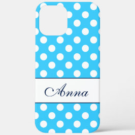 Aangepaste naam, Mooie Blauwe Kleur Witte Stippen Case-Mate iPhone Case