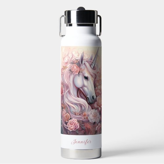 Aangepaste naam Mooie Eenhoorn Waterfles (Voorkant)