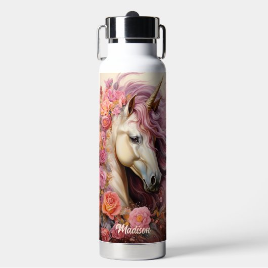 Aangepaste naam Mooie Eenhoorn Waterfles (Voorkant)