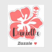 Aangepaste naam Mooie Hawaïaanse bloem omlijning C Sticker (Vel)