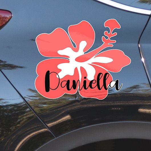 Aangepaste naam Mooie Hawaïaanse bloem omlijning C Sticker
